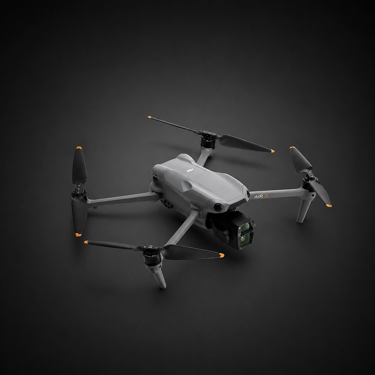 DJI Air 3S drone isolated a black background