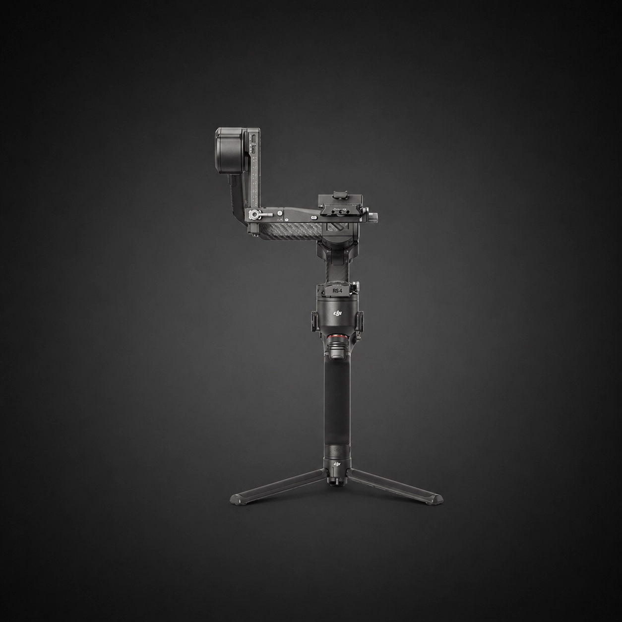 DJI RS4 Pro gimbal stabilizer on a black background