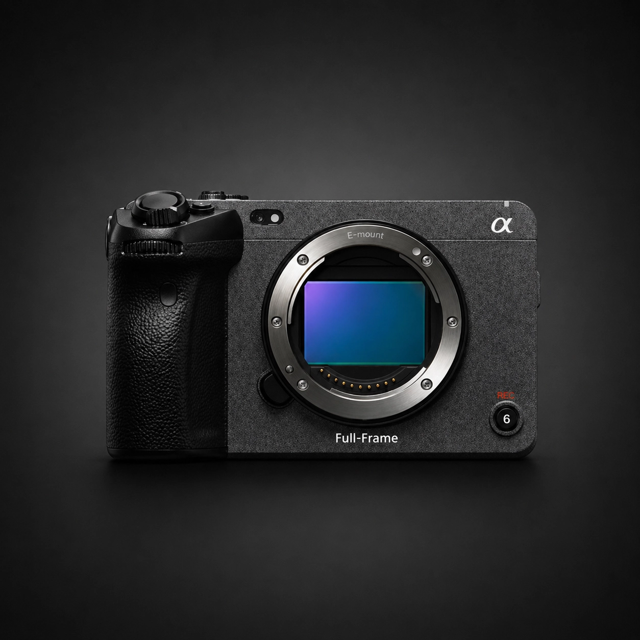 Sony FX3 cinema line camera body on a black background